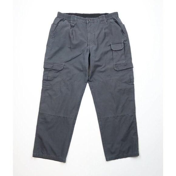 Vintage Streetwear Mens 40x30 Faded Ripstop Tactical Wide Leg Cargo Pants Gray
